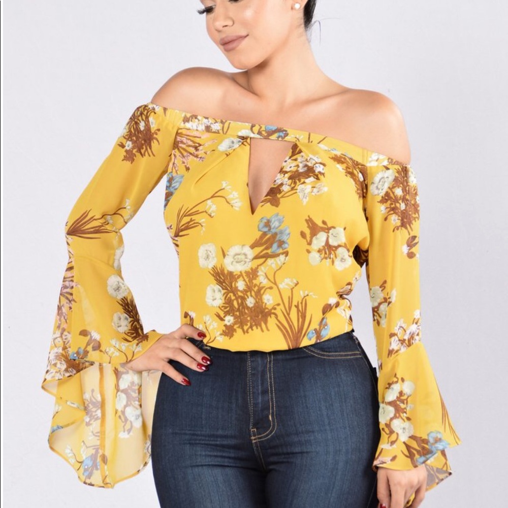 Off-Shoulder Mustard Top